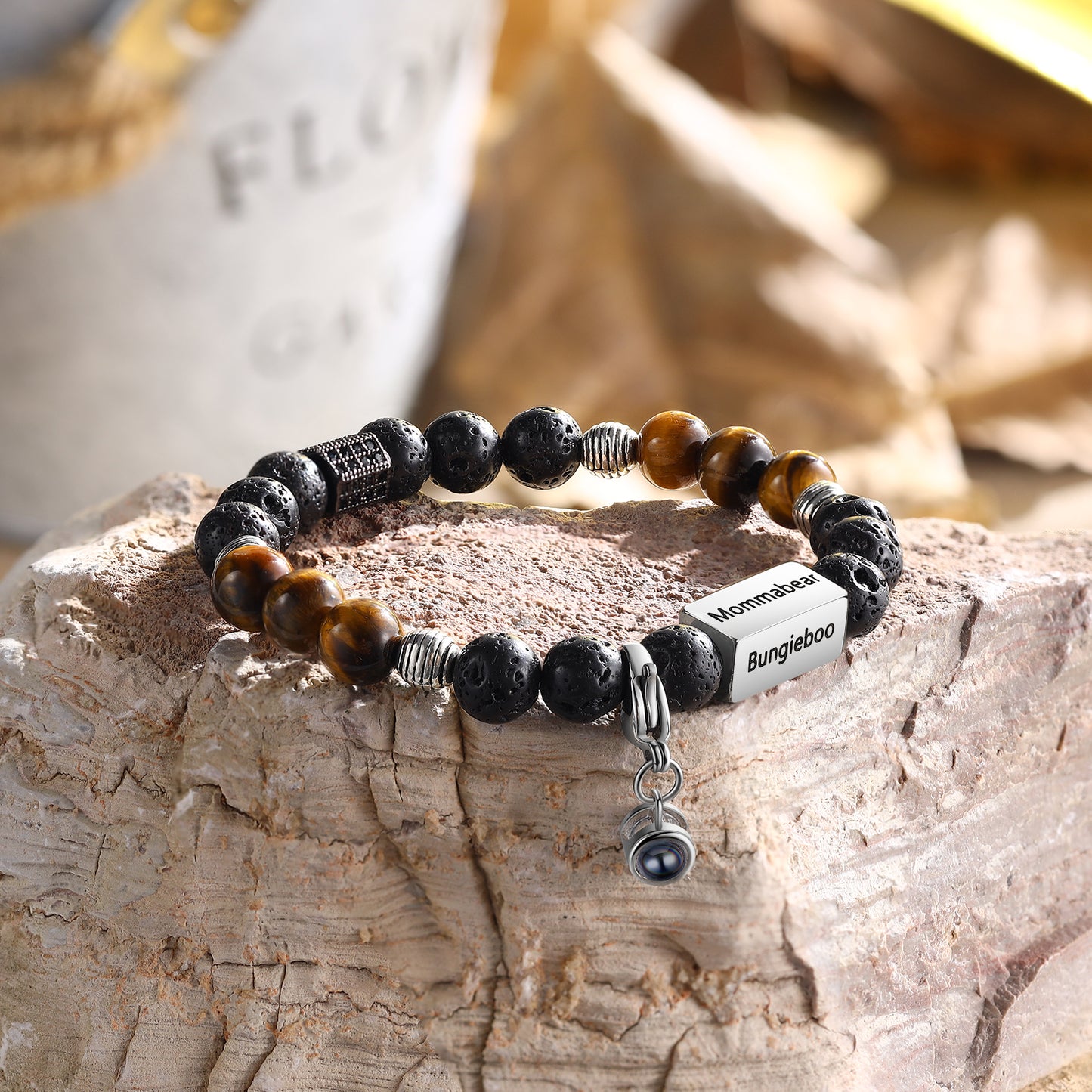 Custom Photo Projection Tiger Eye Bracelet