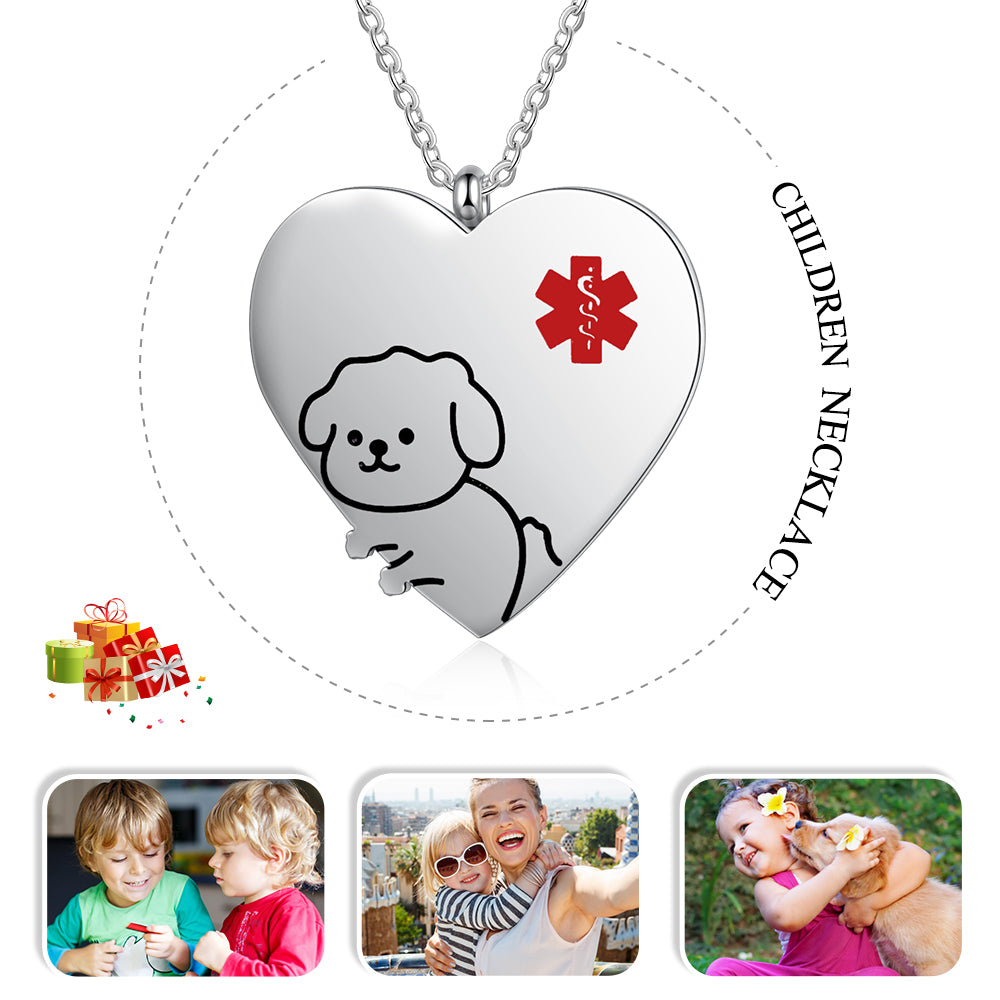 Custom Animal For Child Medical Necklace