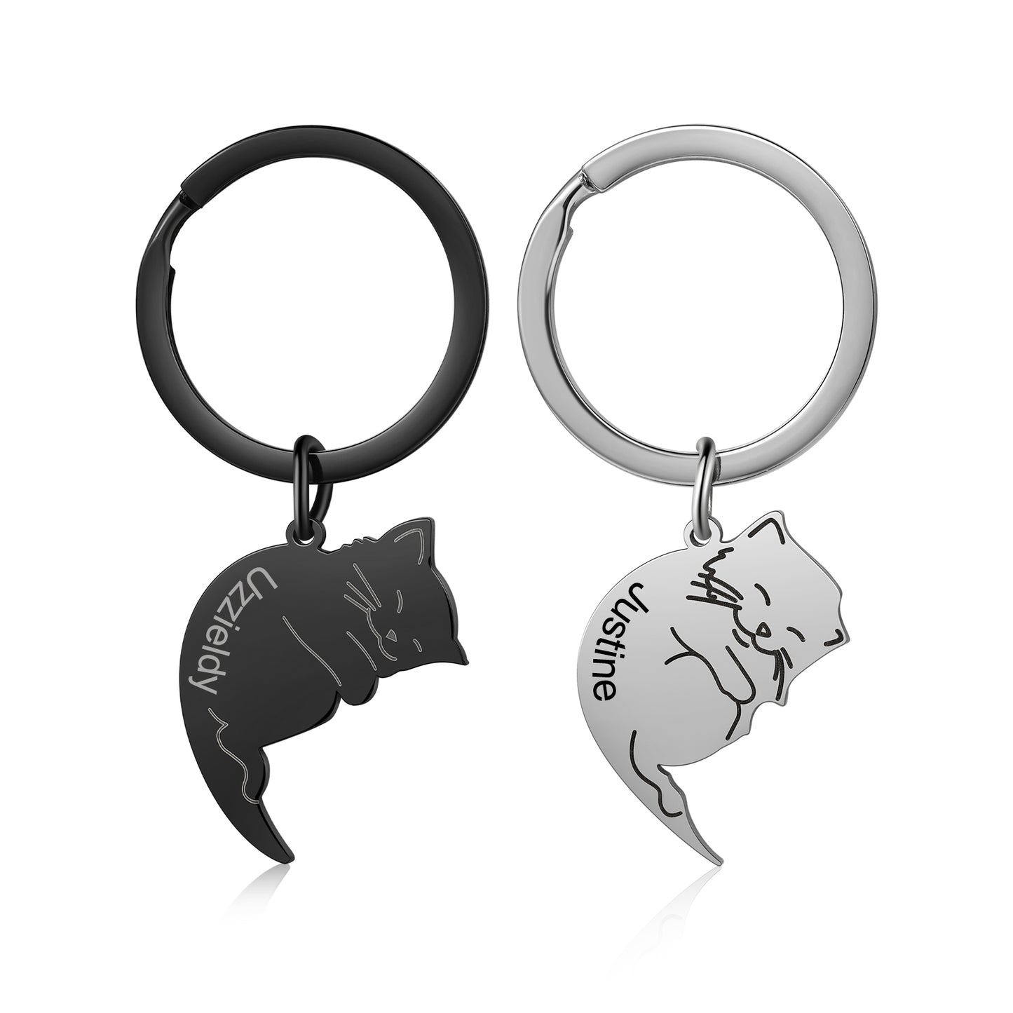 Custom Cat Shape Name Keychain