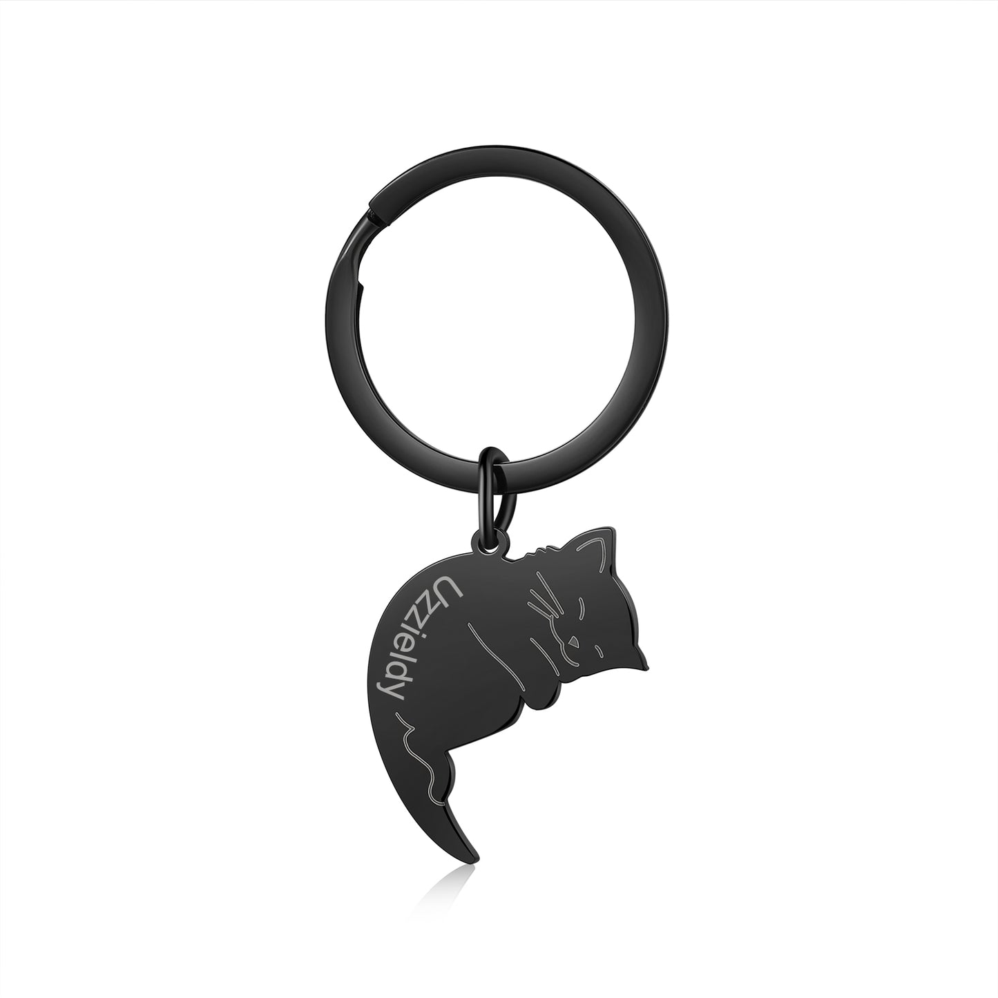 Custom Cat Shape Name Keychain