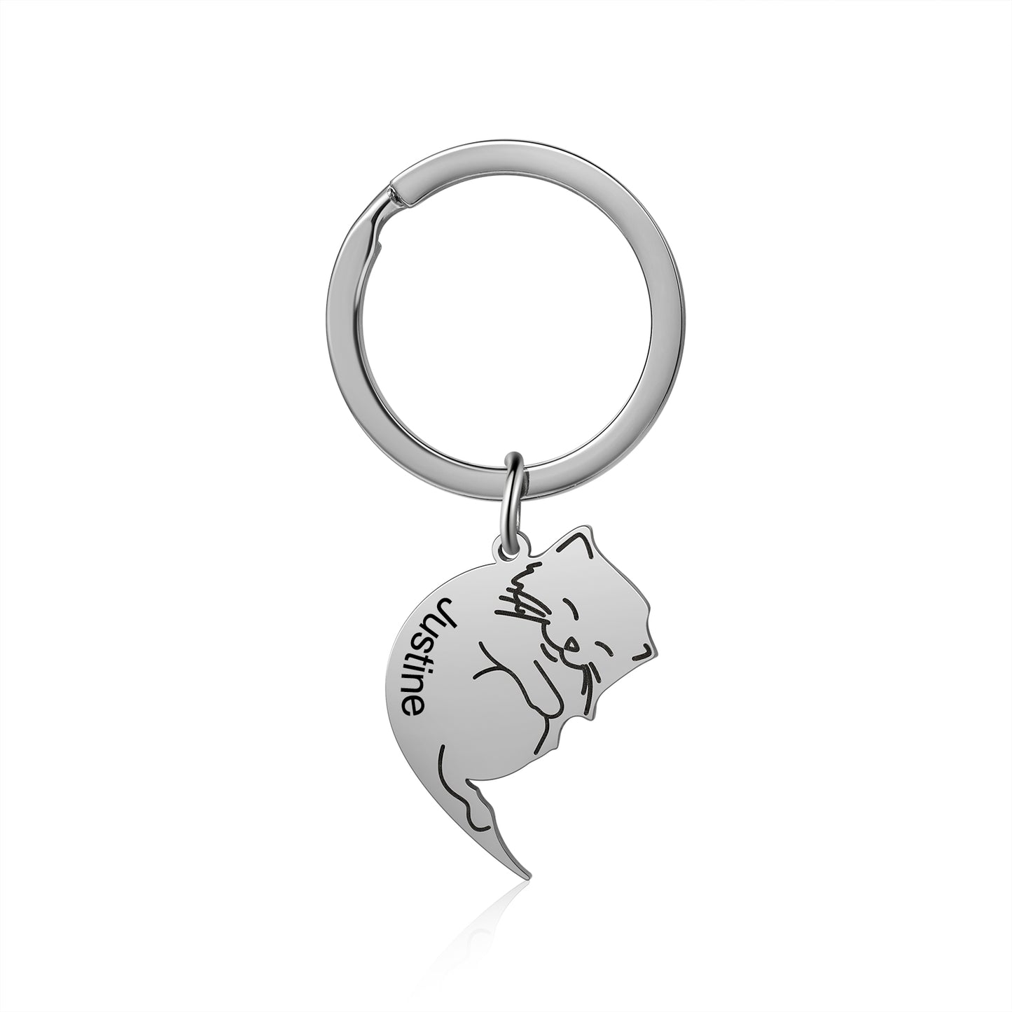 Custom Cat Shape Name Keychain