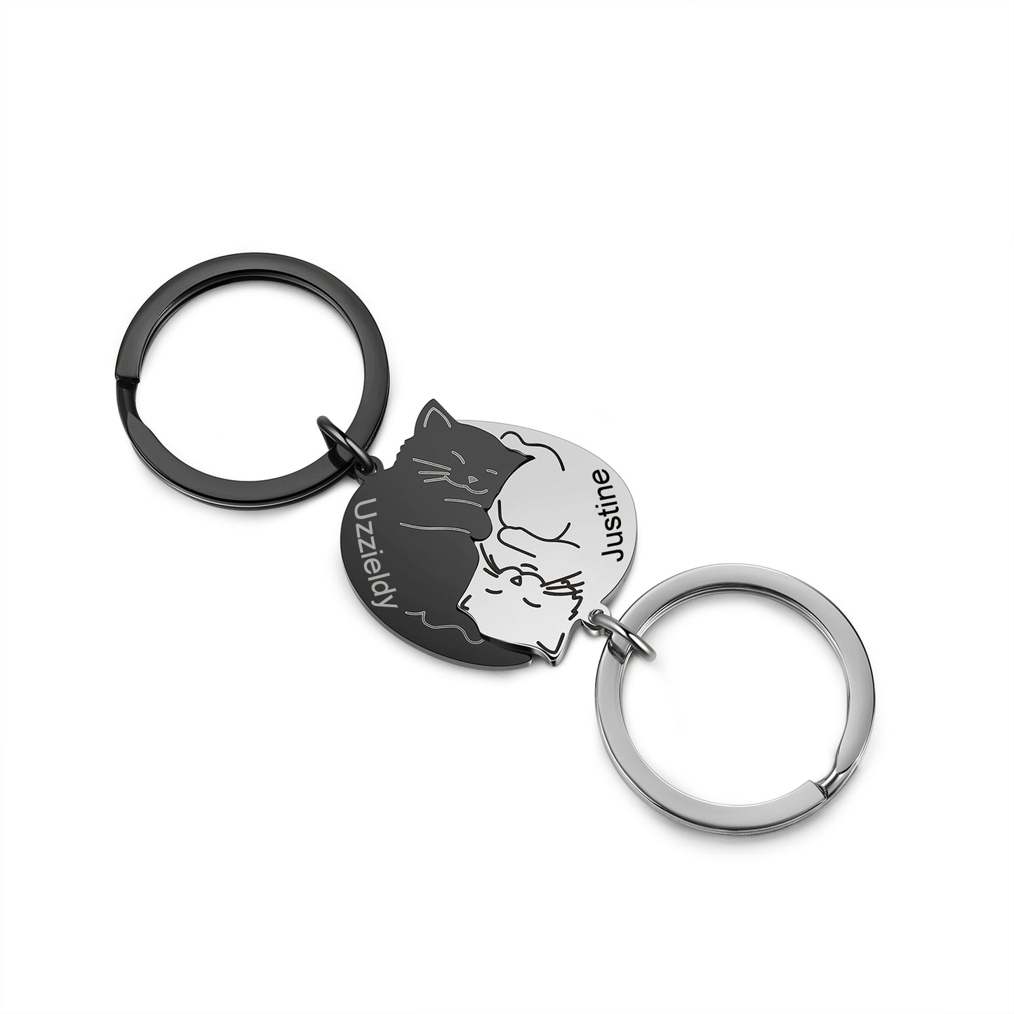 Custom Cat Shape Name Keychain