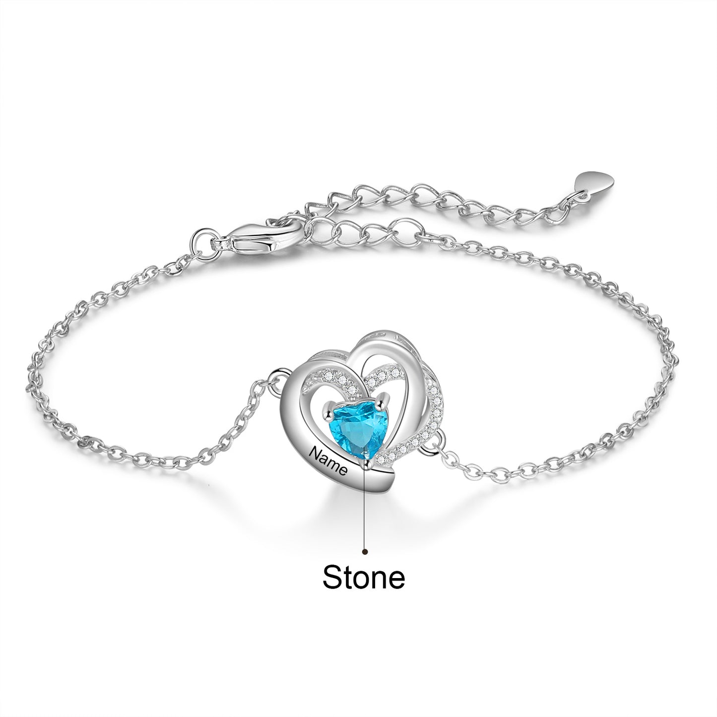 Custom Birthstone Heart Bracelet