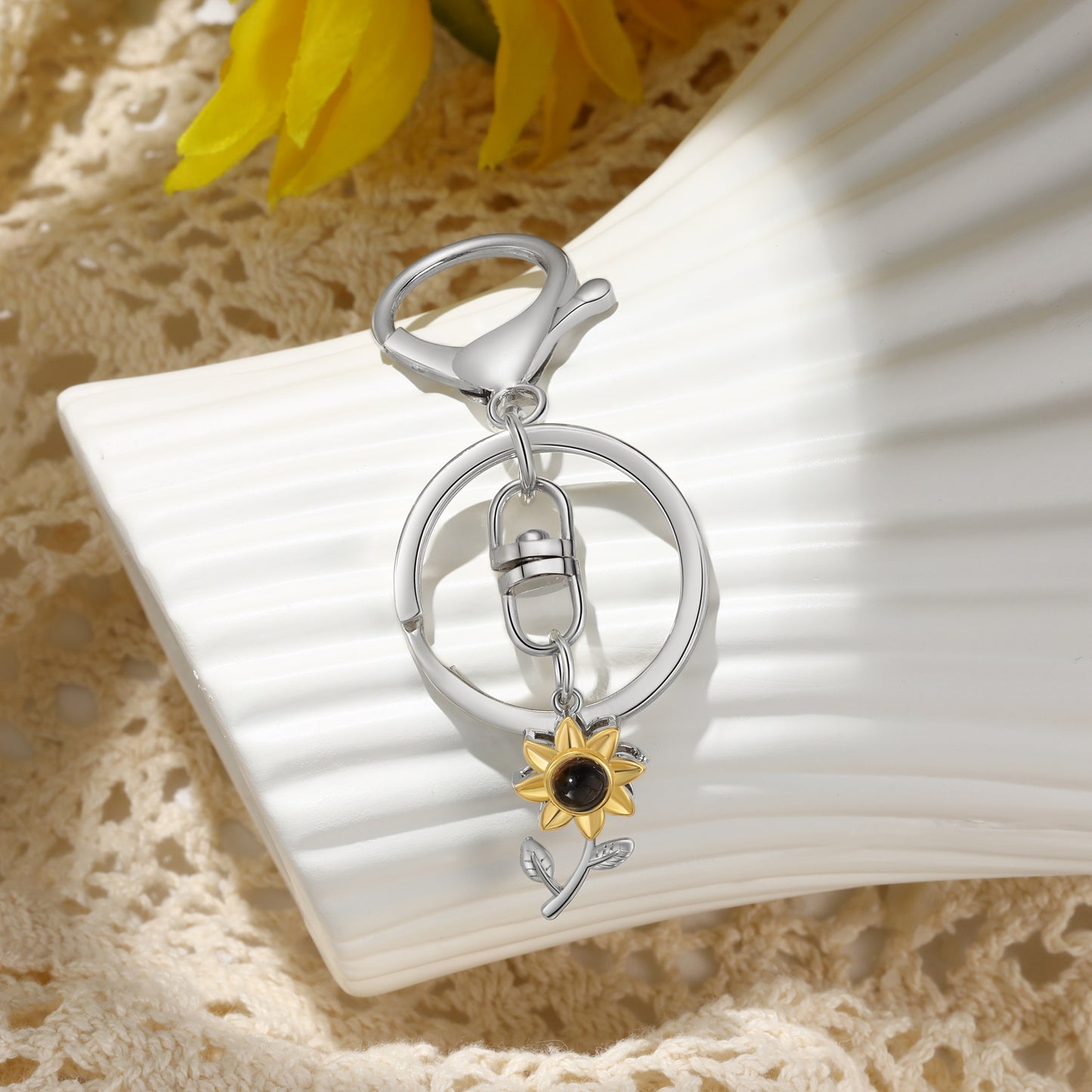 Custom Projection Sunflower Keychain