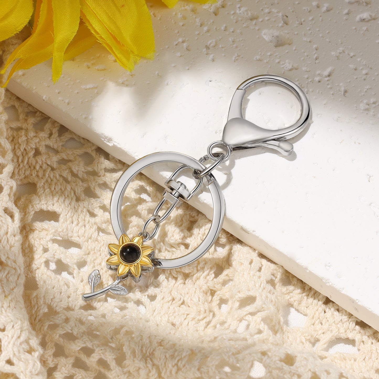 Custom Projection Sunflower Keychain