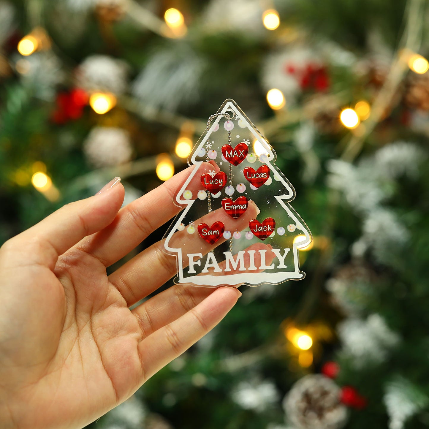 Custom Christmas Tree Heart Name Christmas Ornament