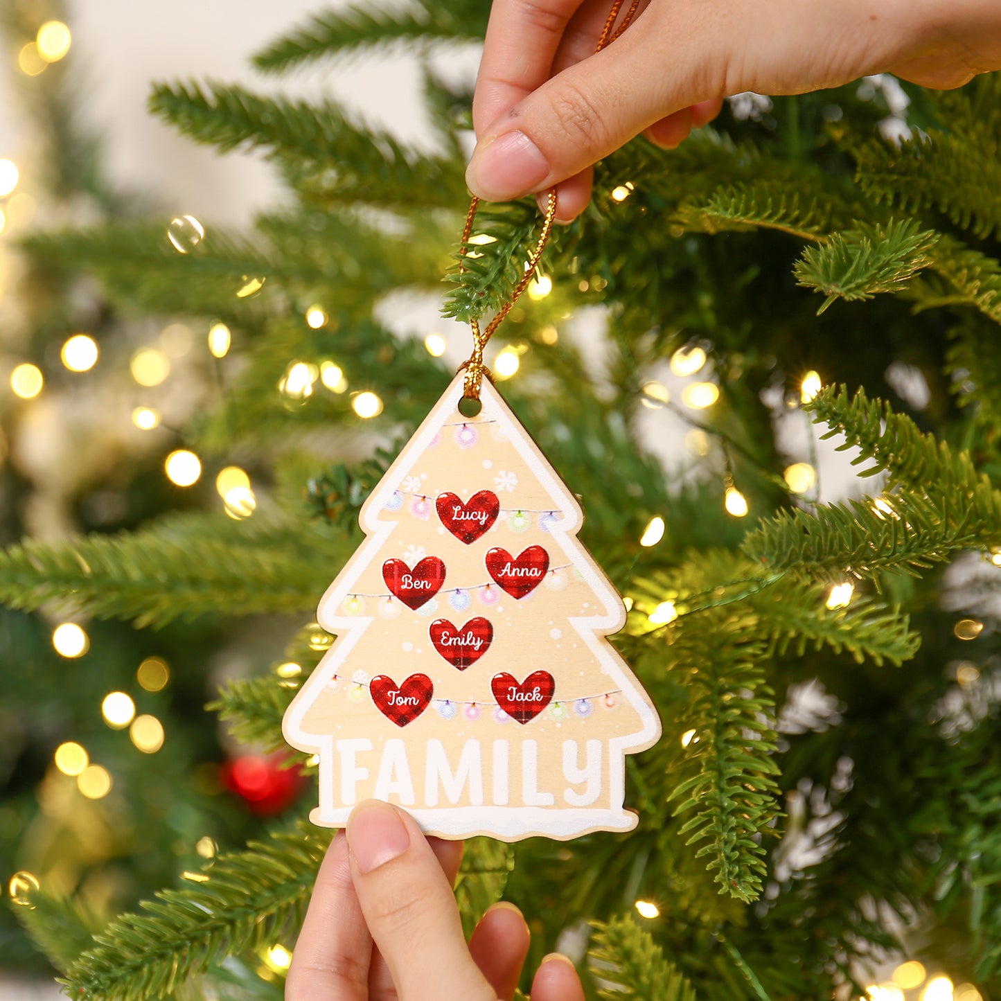 Custom Heart Shape Name Christmas Tree Christmas Ornament