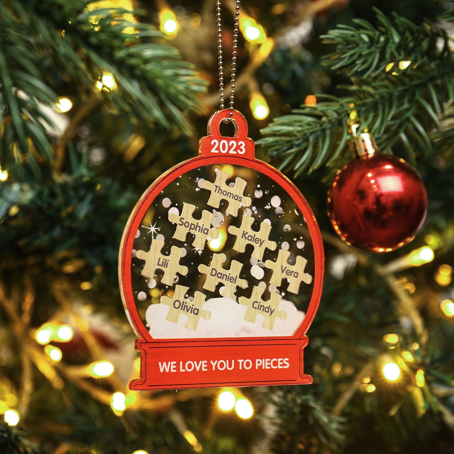 Personalized Christmas Ornament With Engraved 2-8 Names