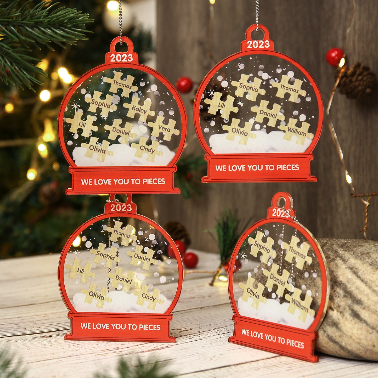 Personalized Christmas Ornament With Engraved 2-8 Names