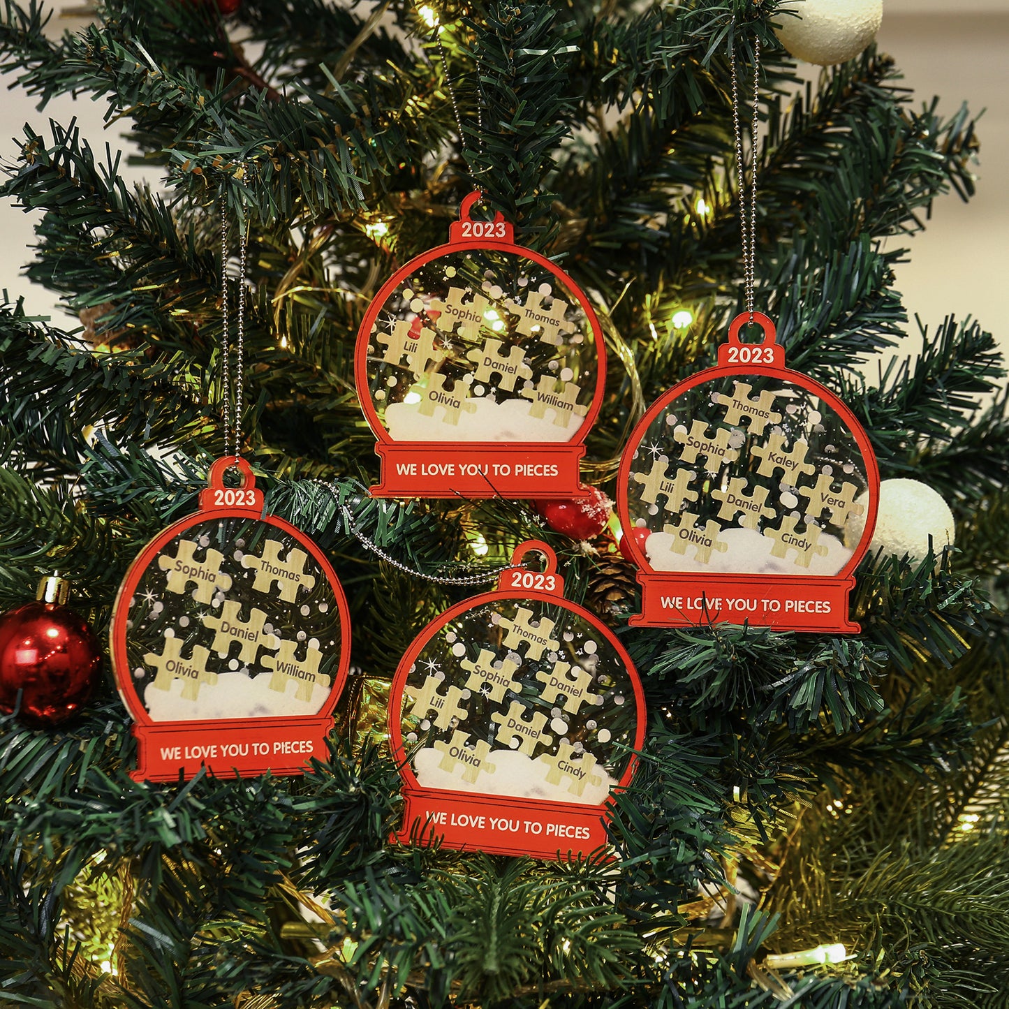 Personalized Christmas Ornament With Engraved 2-8 Names