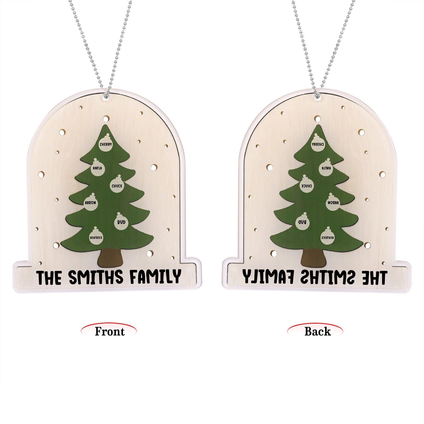 Personalized Christmas Ornament With Engraved 2-6 Names