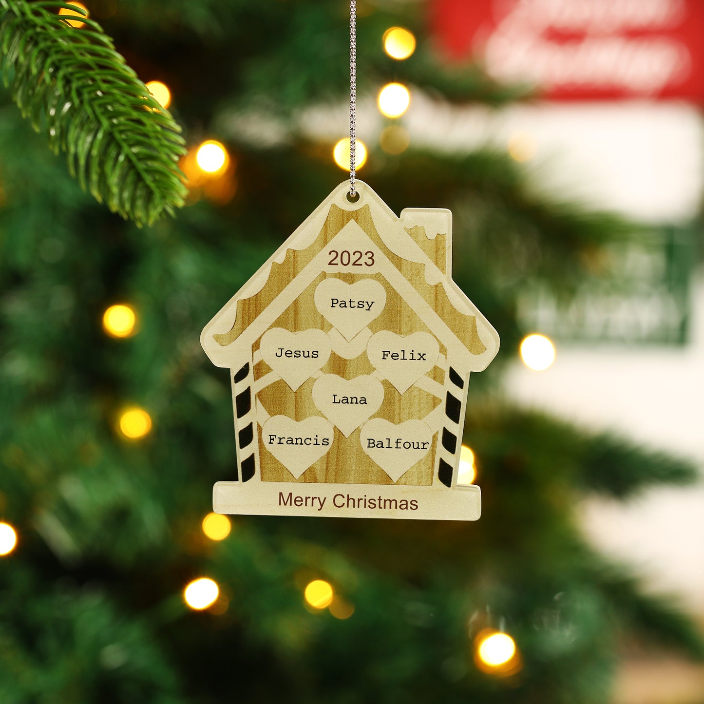 Home Personalized Christmas Ornament With Engraved 2-6 Names