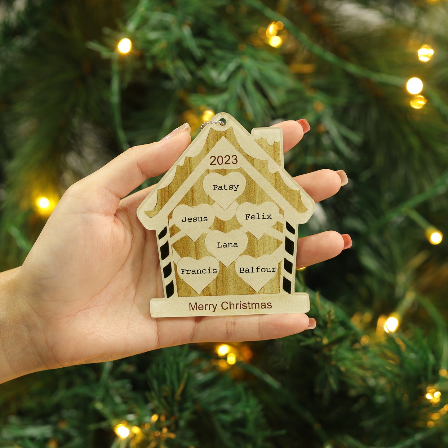 Home Personalized Christmas Ornament With Engraved 2-6 Names