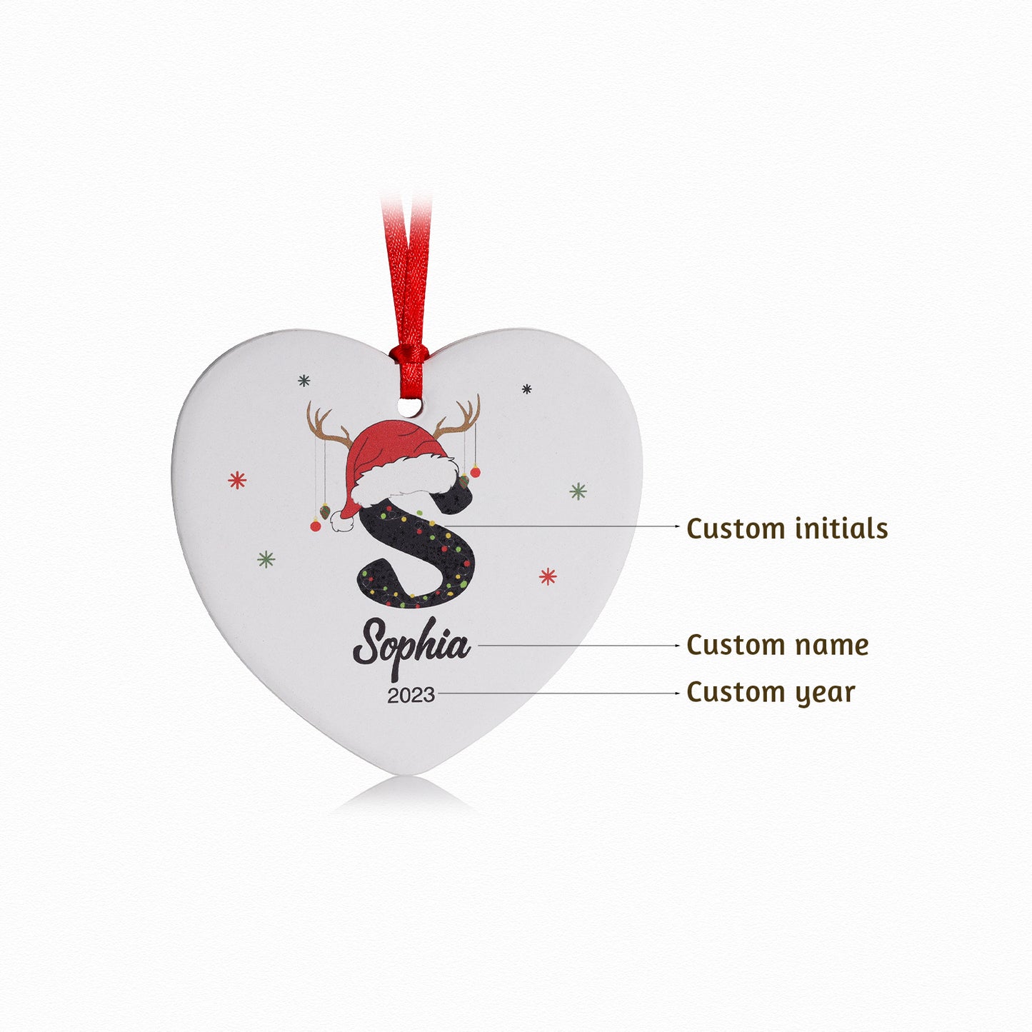 Custom Name Christmas Heart Ornament