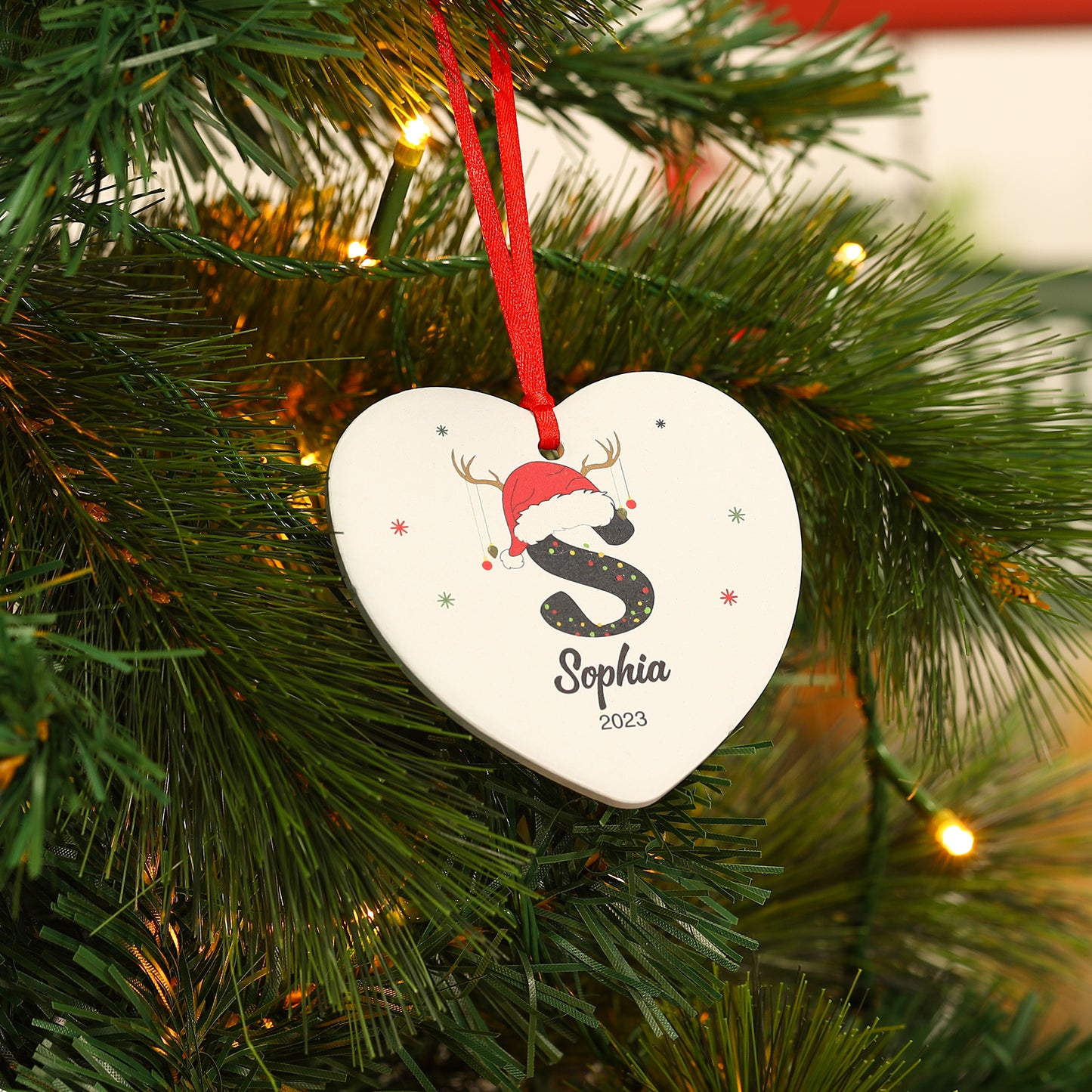 Custom Name Christmas Heart Ornament