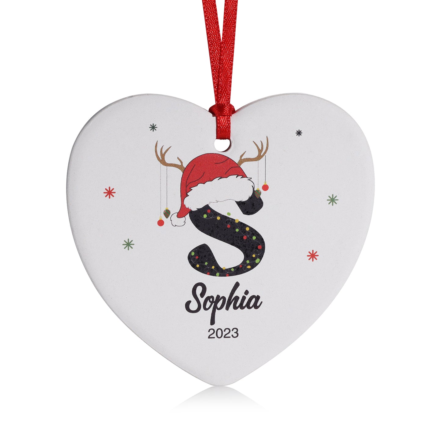 Custom Name Christmas Heart Ornament