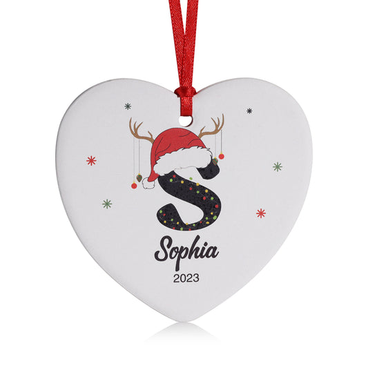 Custom Name Christmas Heart Ornament