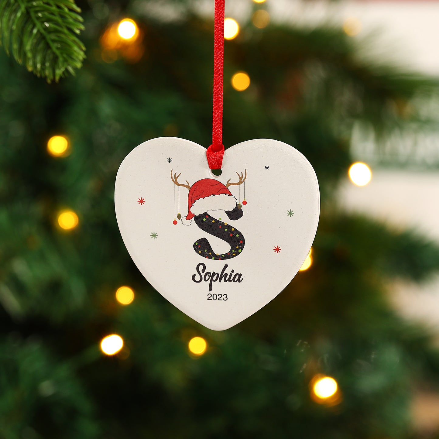 Custom Name Christmas Heart Ornament