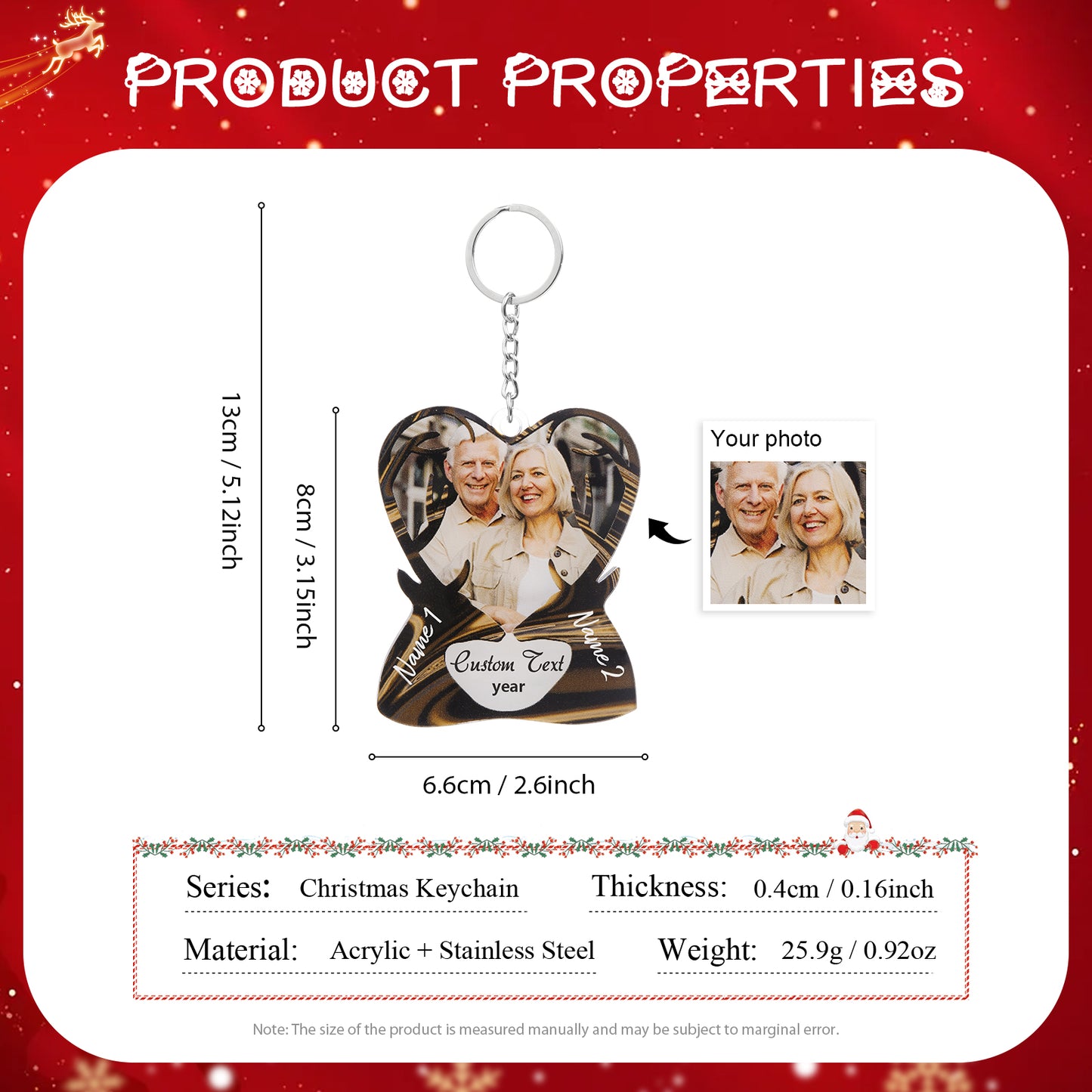 Christmas Decoration Custom Photo Keychain