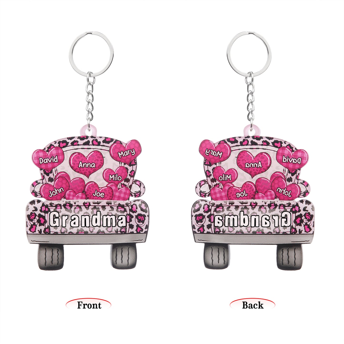 Christmas Decoration Custom Name Car Heart Keychain