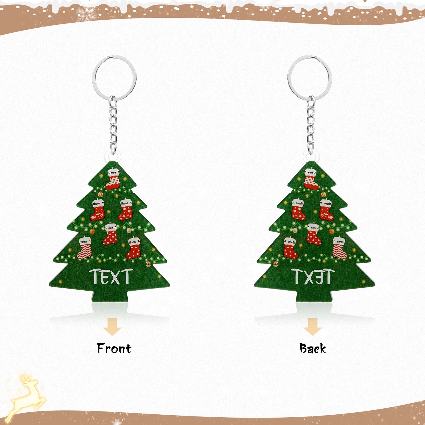 Christmas Tree Personalized Christmas Keychain