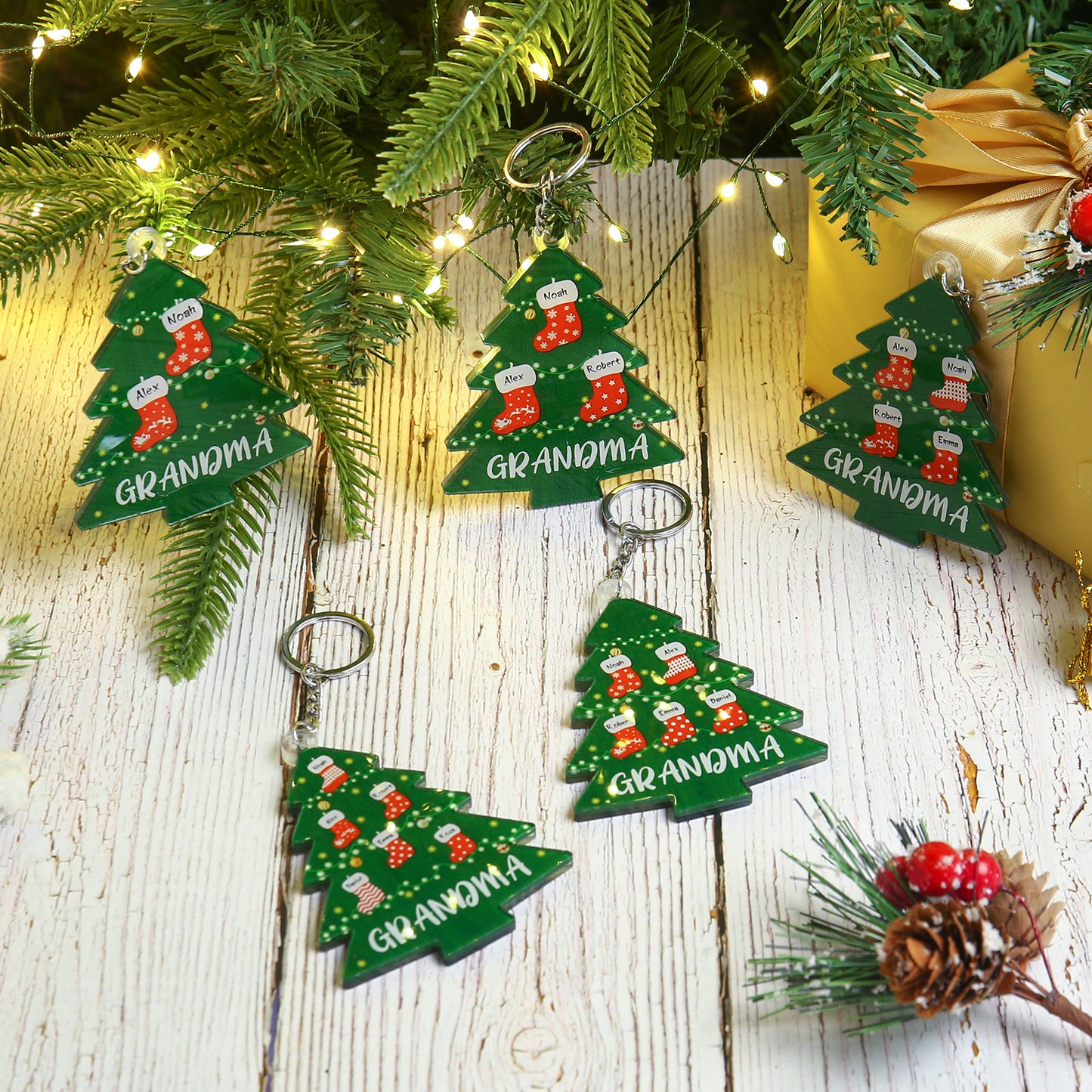 Christmas Tree Personalized Christmas Keychain