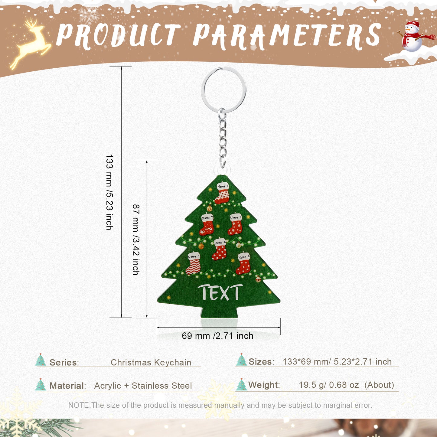 Christmas Tree Personalized Christmas Keychain