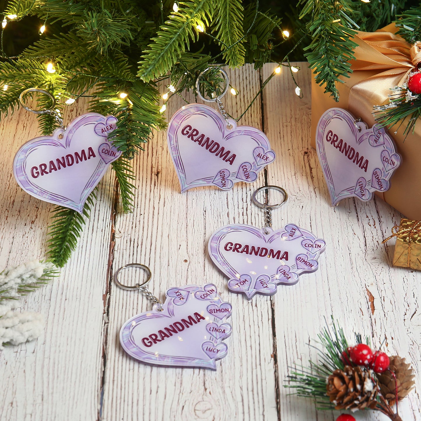 Christmas Decoration Custom Acrylic Name Heart Keychain