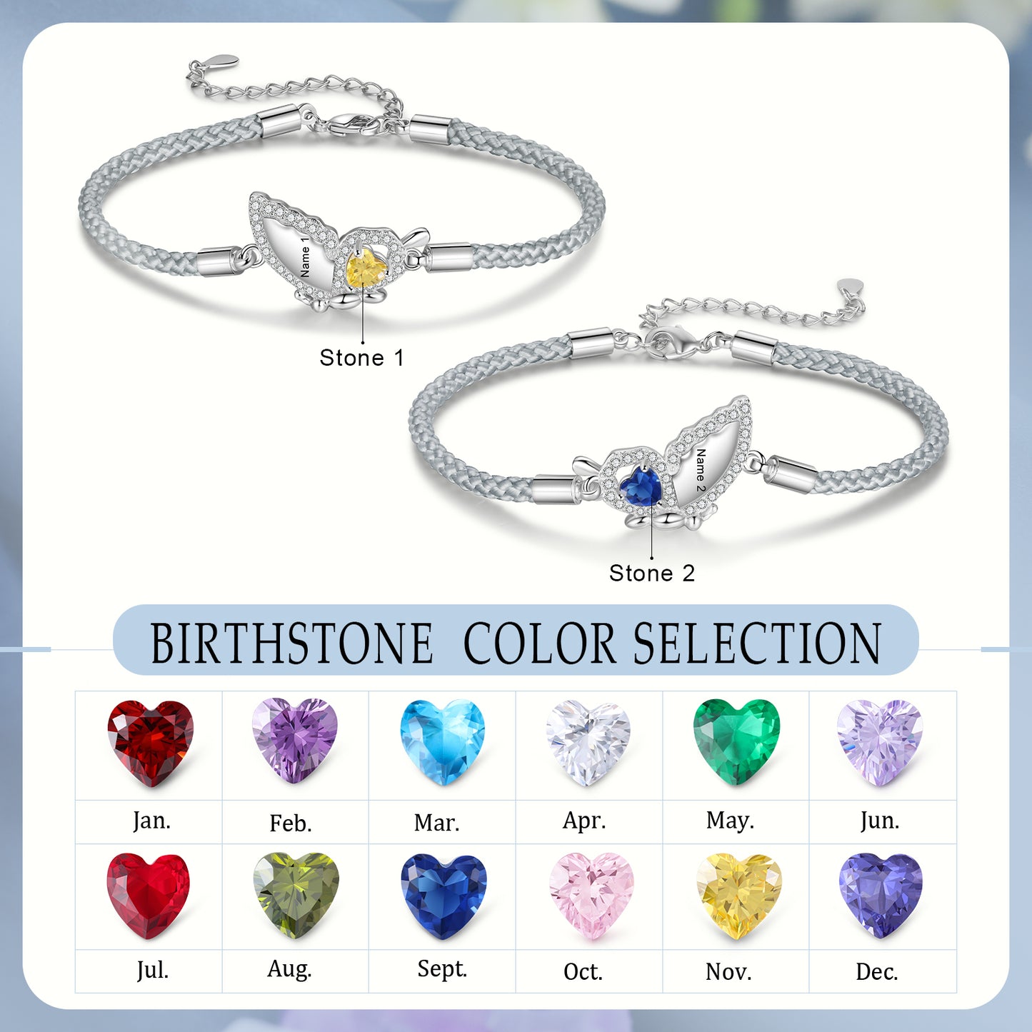 Custom Birthstone Butterfly Bracelet