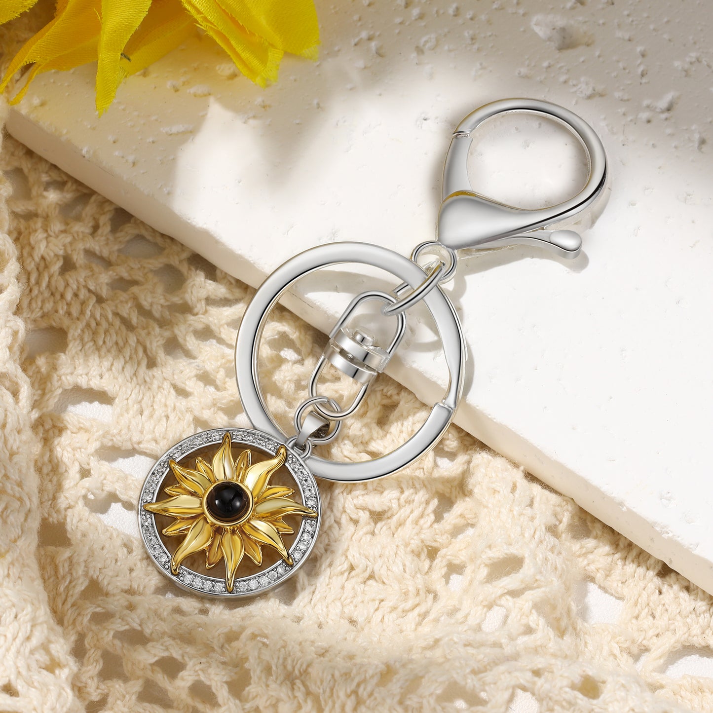 Custom Projection Sunflower Keychain