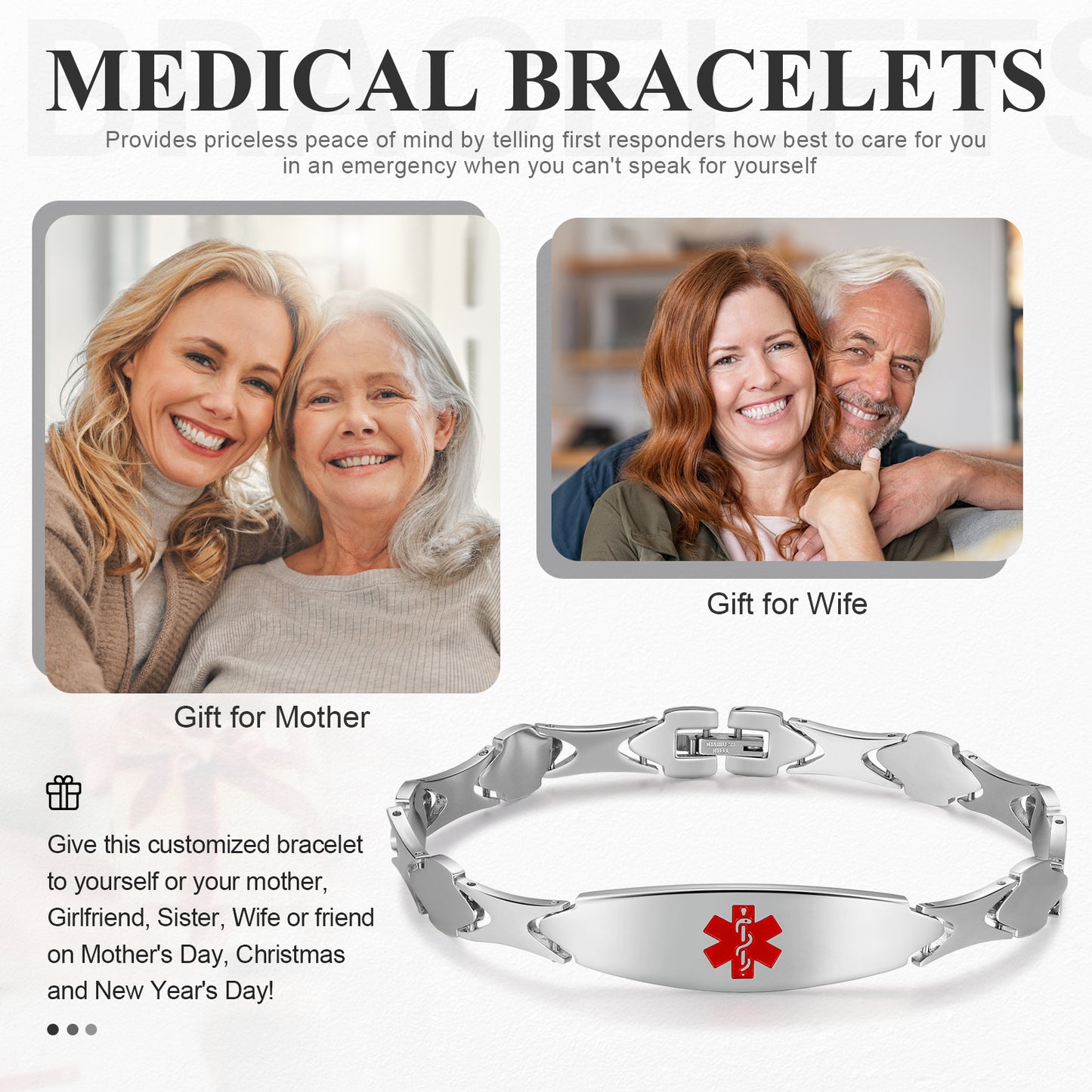 Custom Stainless Steel Medical Women Bracelet