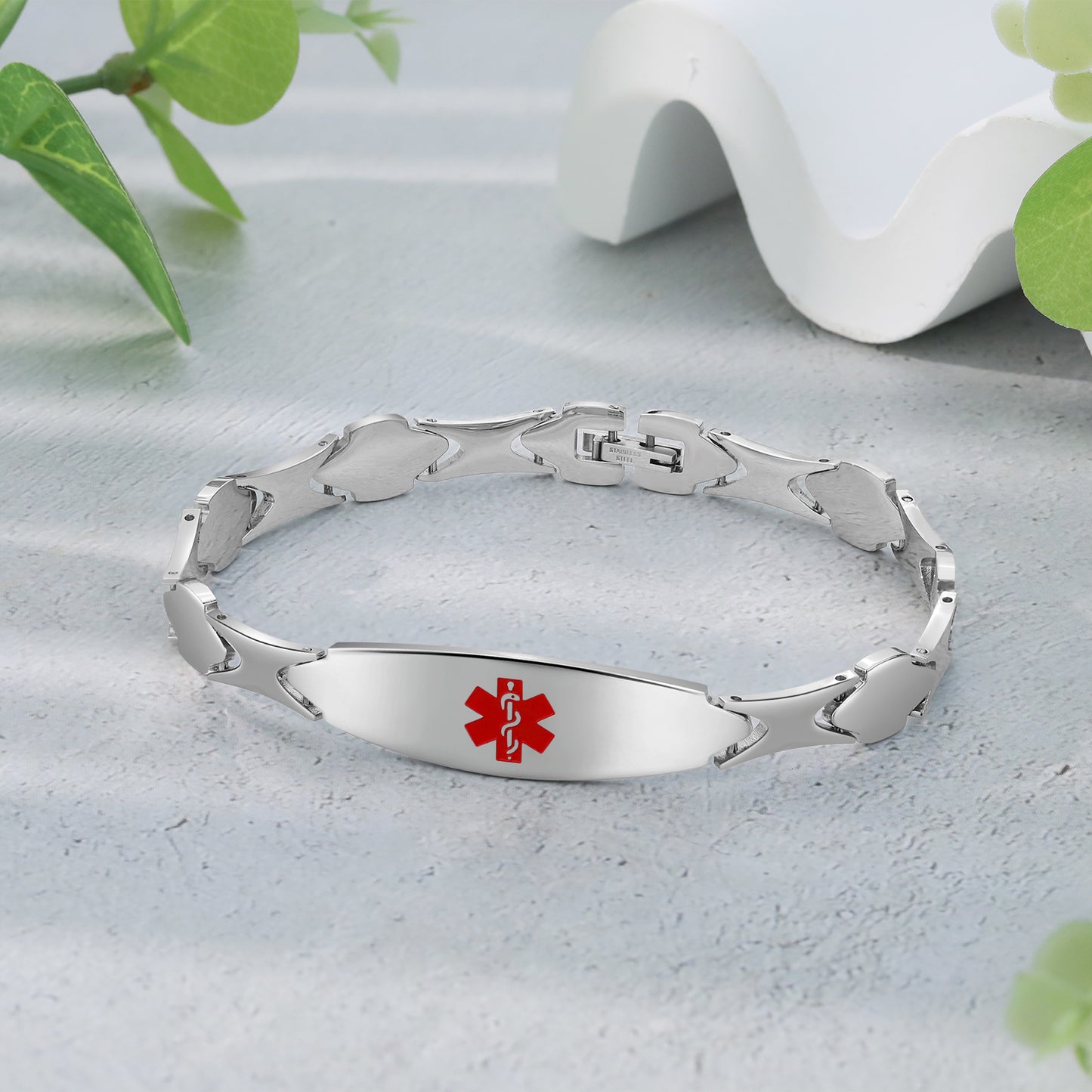 Custom Stainless Steel Medical Women Bracelet