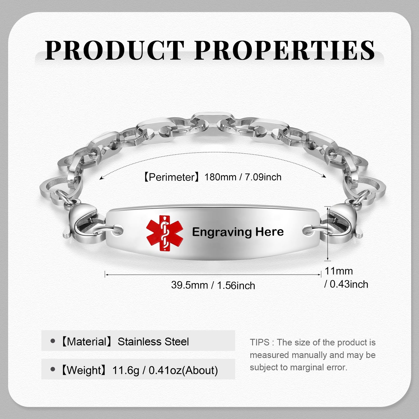 Custom Stainless Steel Medical Women Bracelet