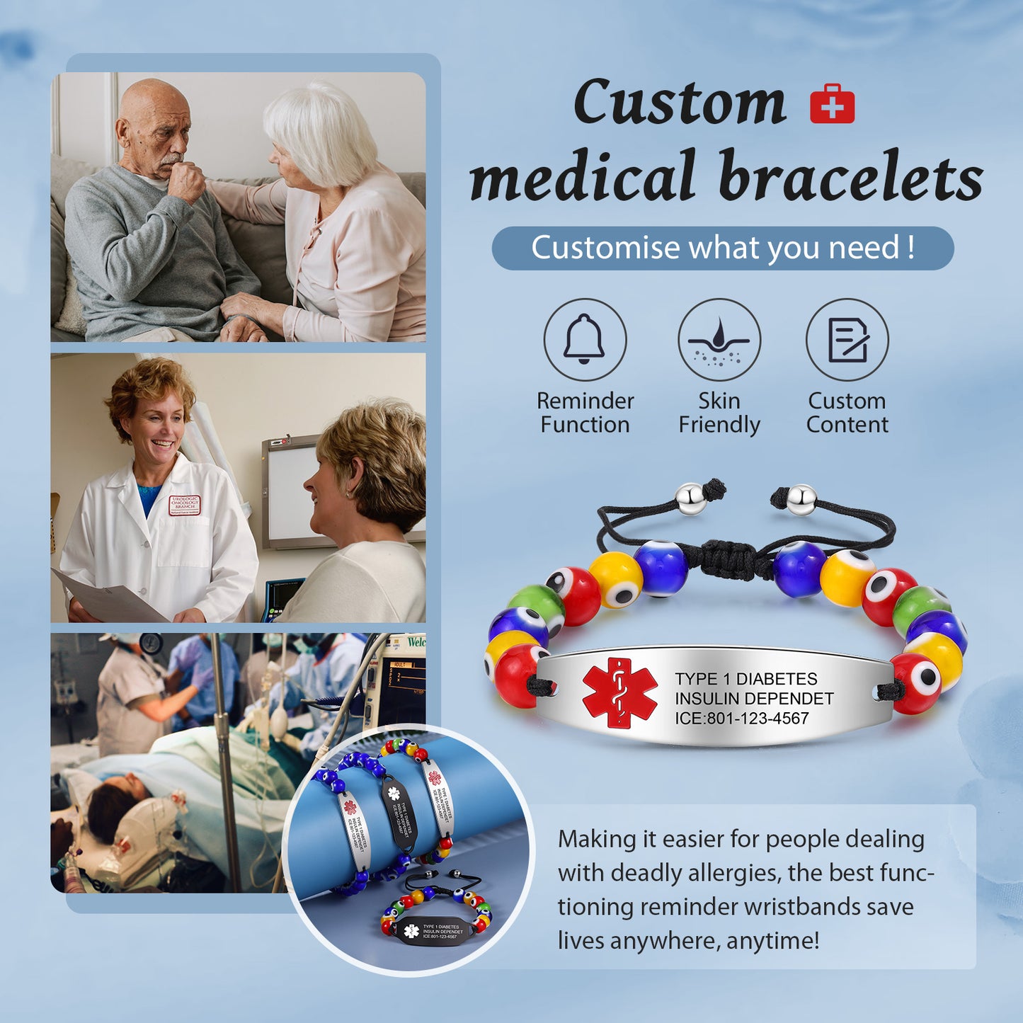 Custom Stainless Steel Medical Bracelet