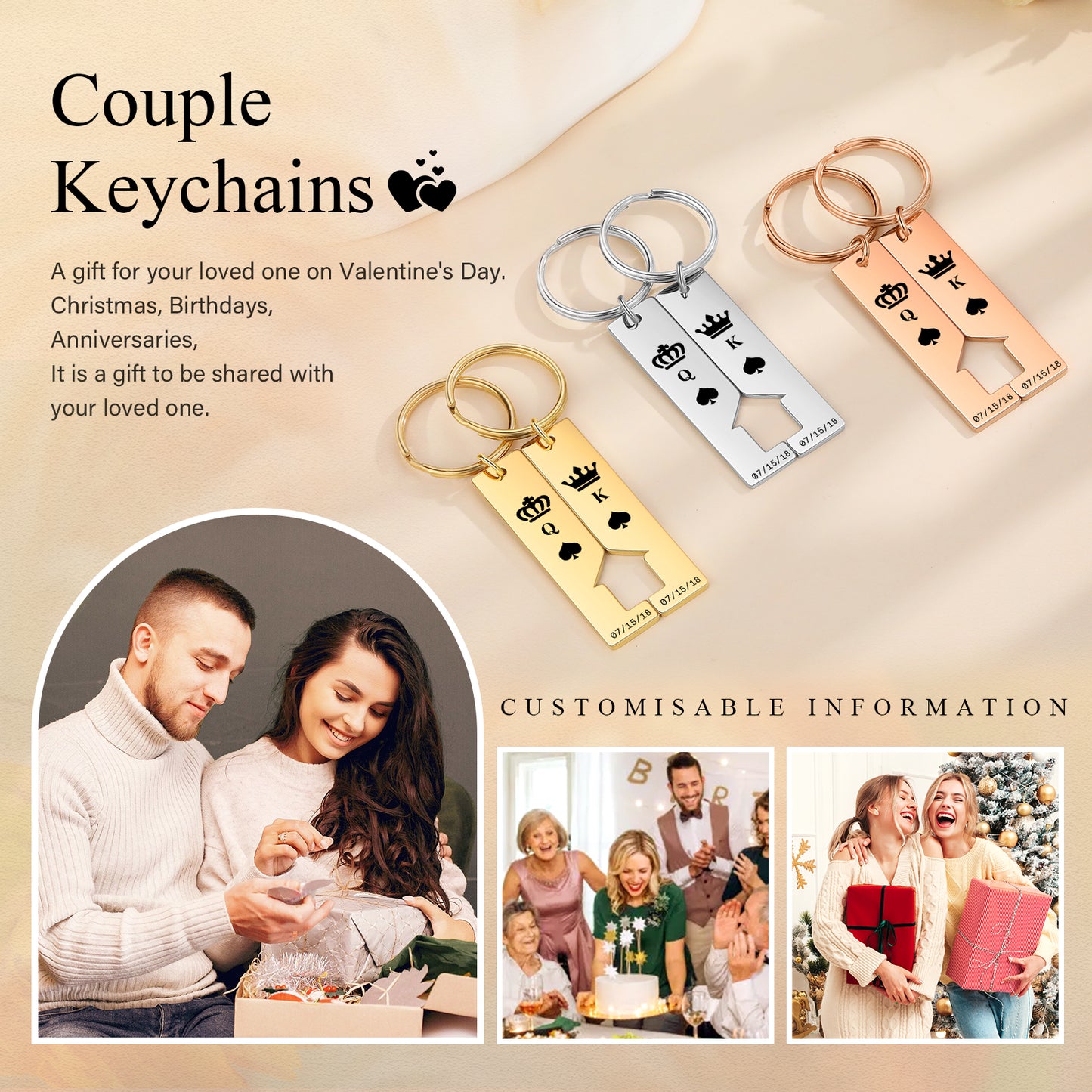 Custom Stainless Steel Couple Keychain