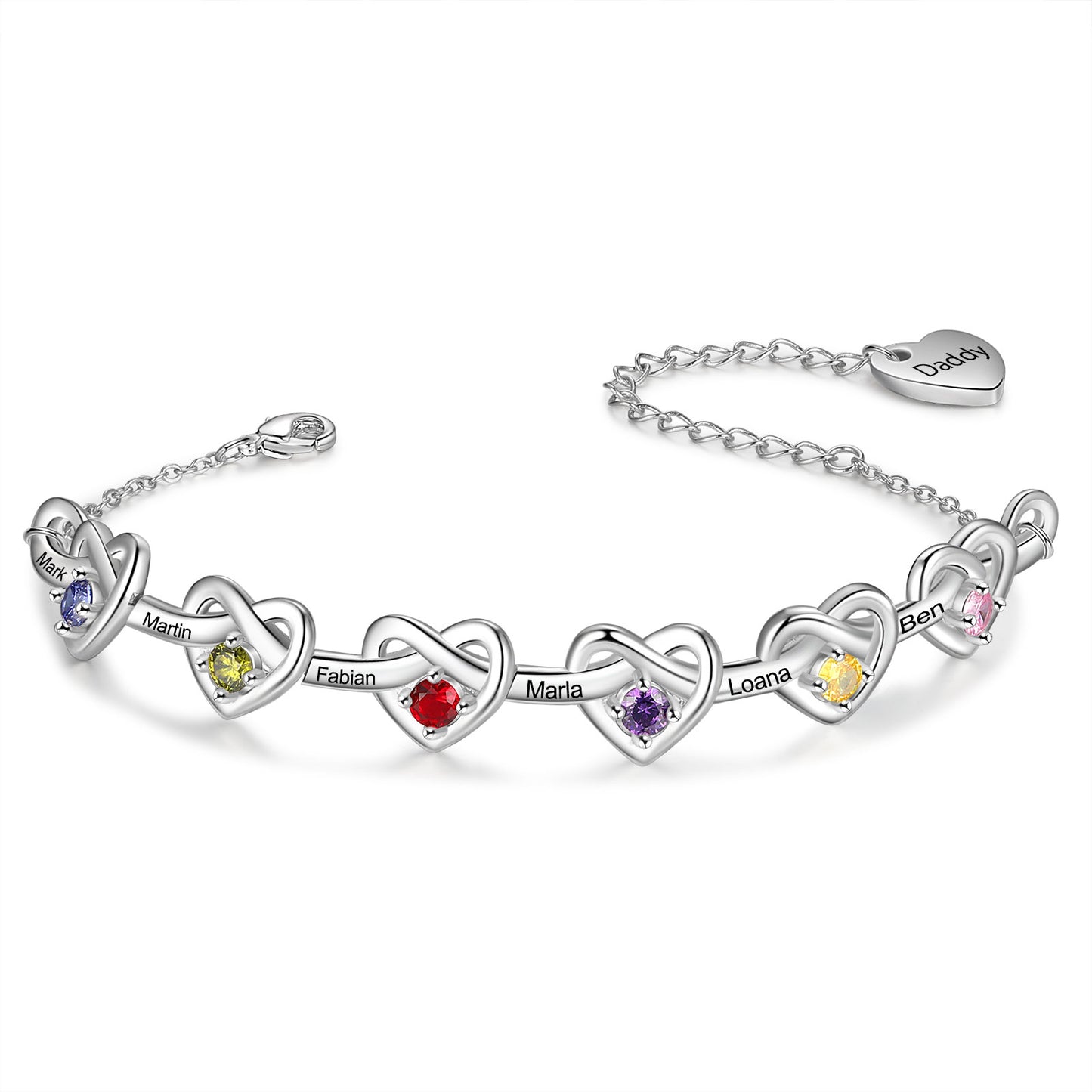 Custom Birthstone Heart Bracelet