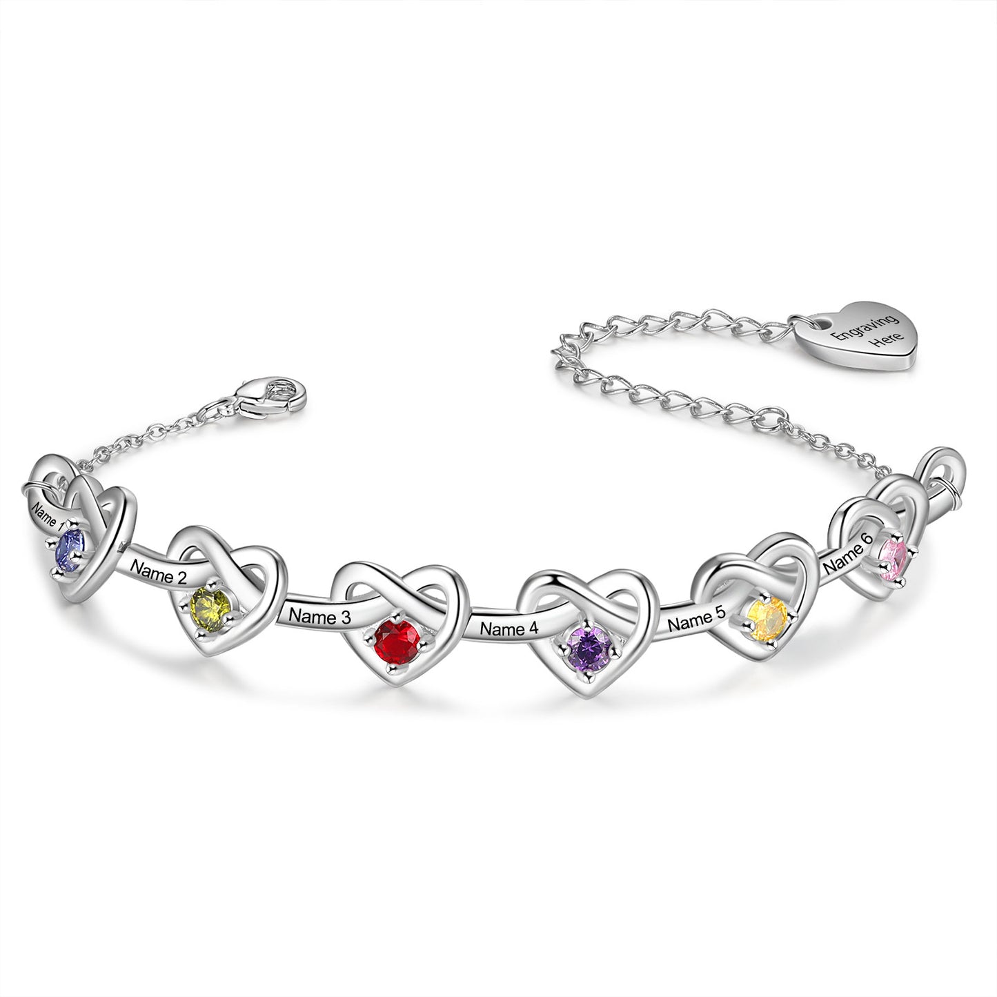 Custom Birthstone Heart Bracelet