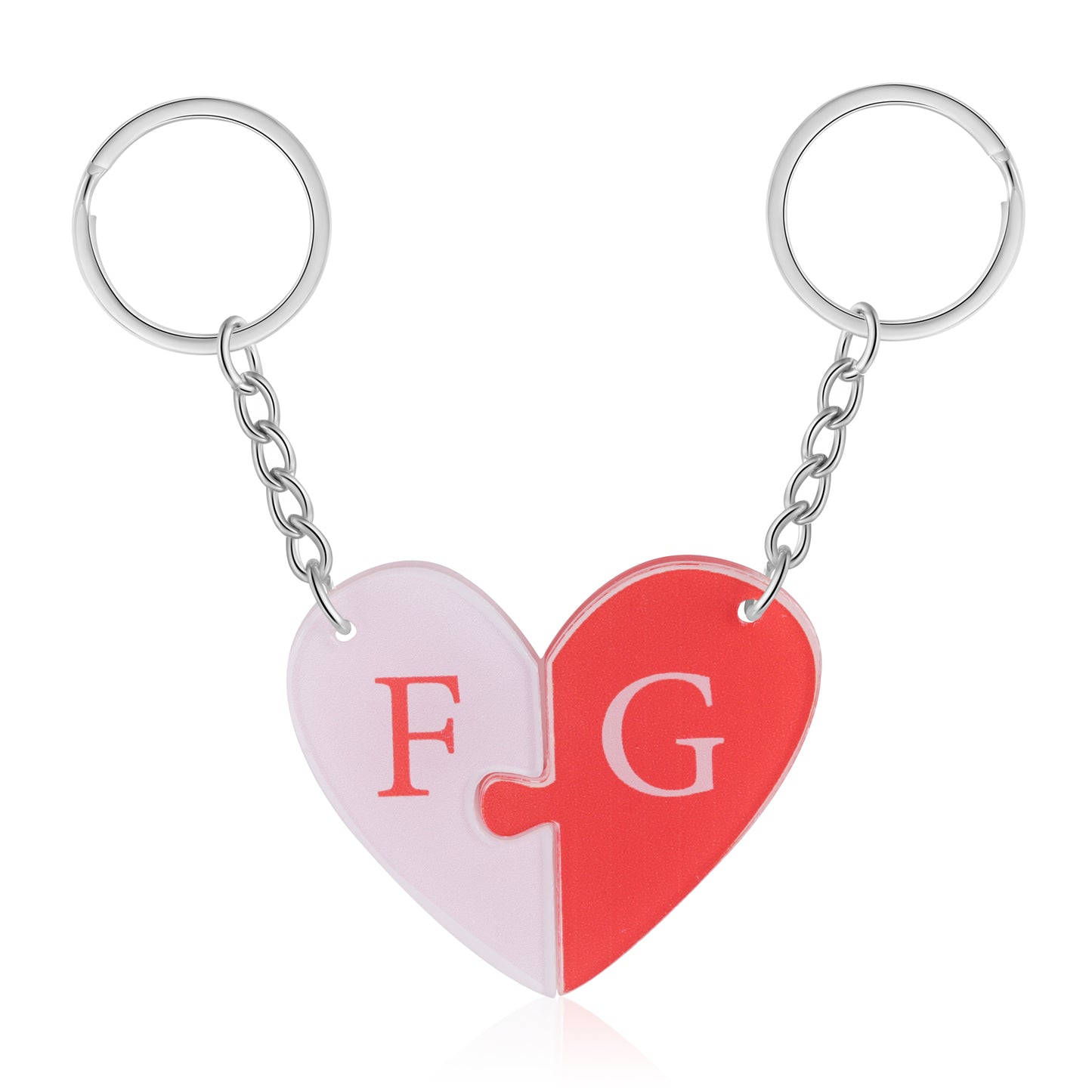 Custom Letter Acrylic Keychain Heart Shape Couple Keychain