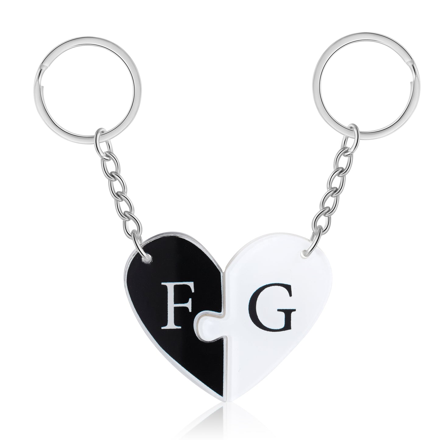 Custom Letter Acrylic Keychain Heart Shape Couple Keychain