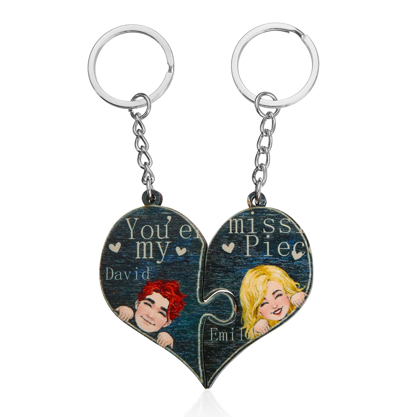 Custom Name Heart Shape Couple Keychain