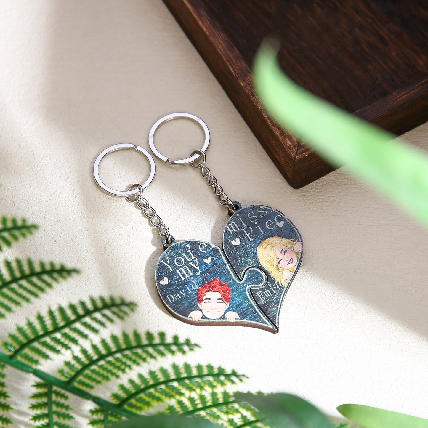 Custom Name Heart Shape Couple Keychain