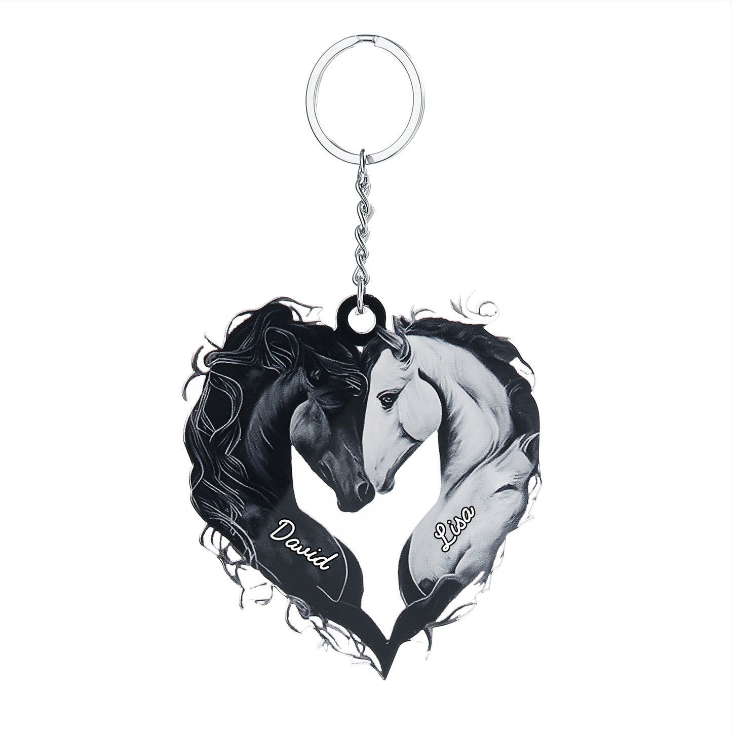 Custom Name Acrylic Valentine Day Keychain Horse Heart Shape Keychain