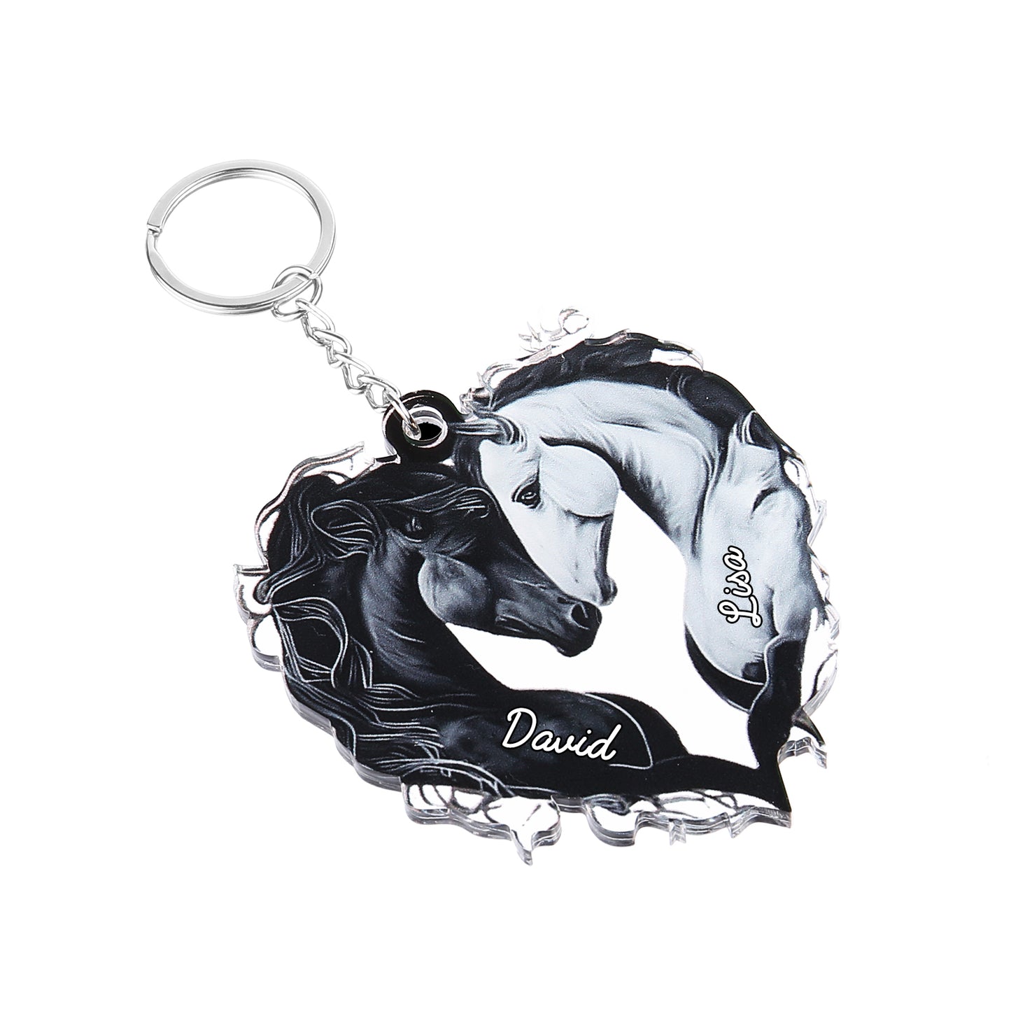 Custom Name Acrylic Valentine Day Keychain Horse Heart Shape Keychain