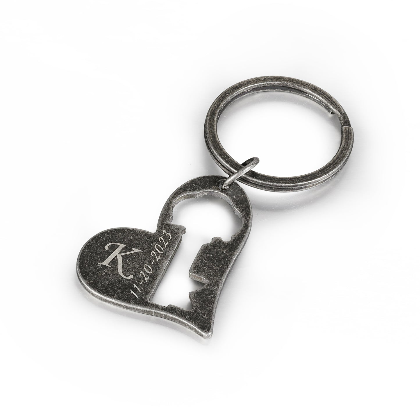 Custom Letter Heart Shape Couple Keychain Valentine's Day Gift