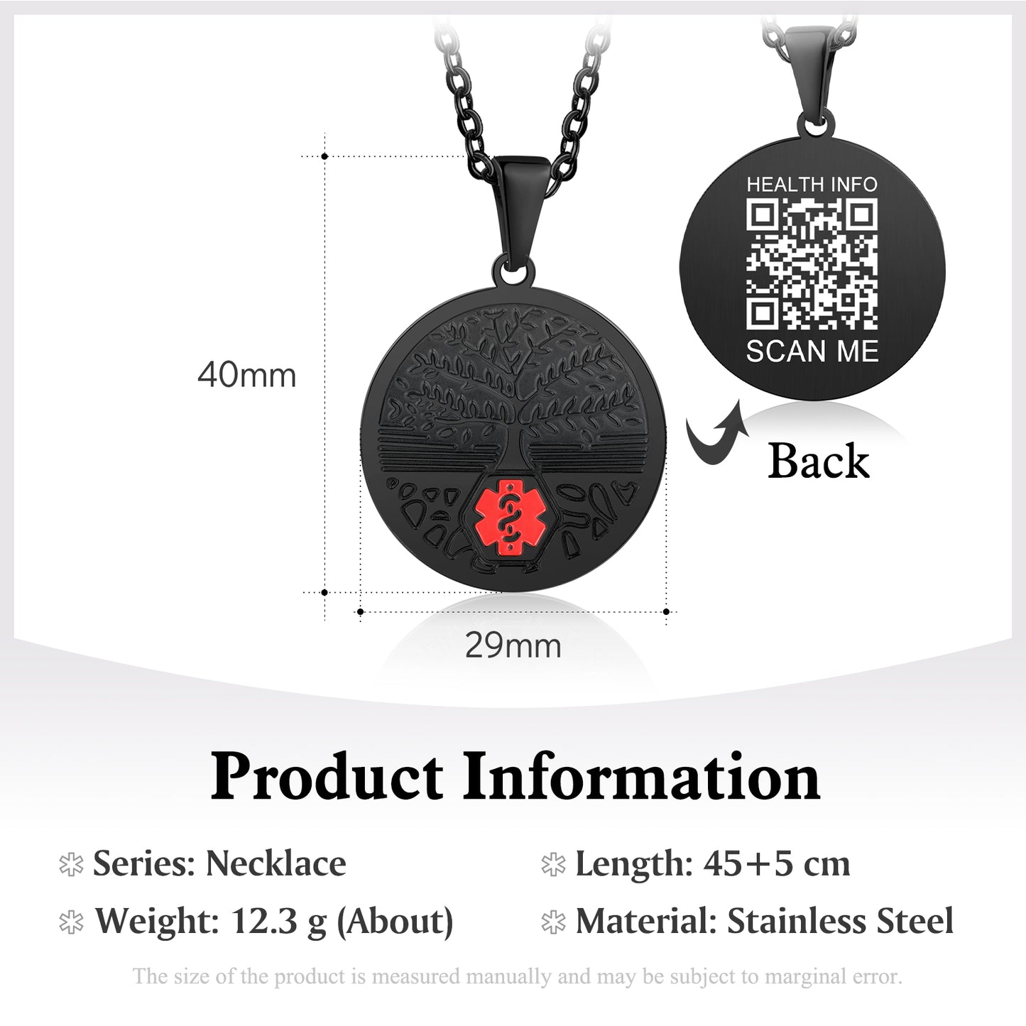 QR Medical Necklace-Standard Necklace