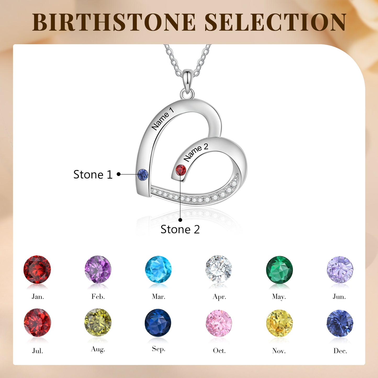 Custom Name Birthstone Necklace