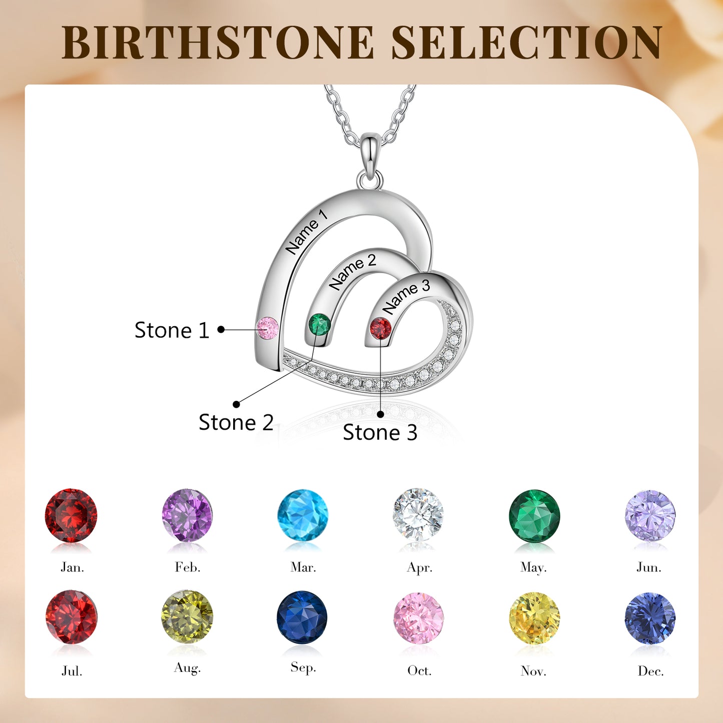 Custom Name Birthstone Necklace