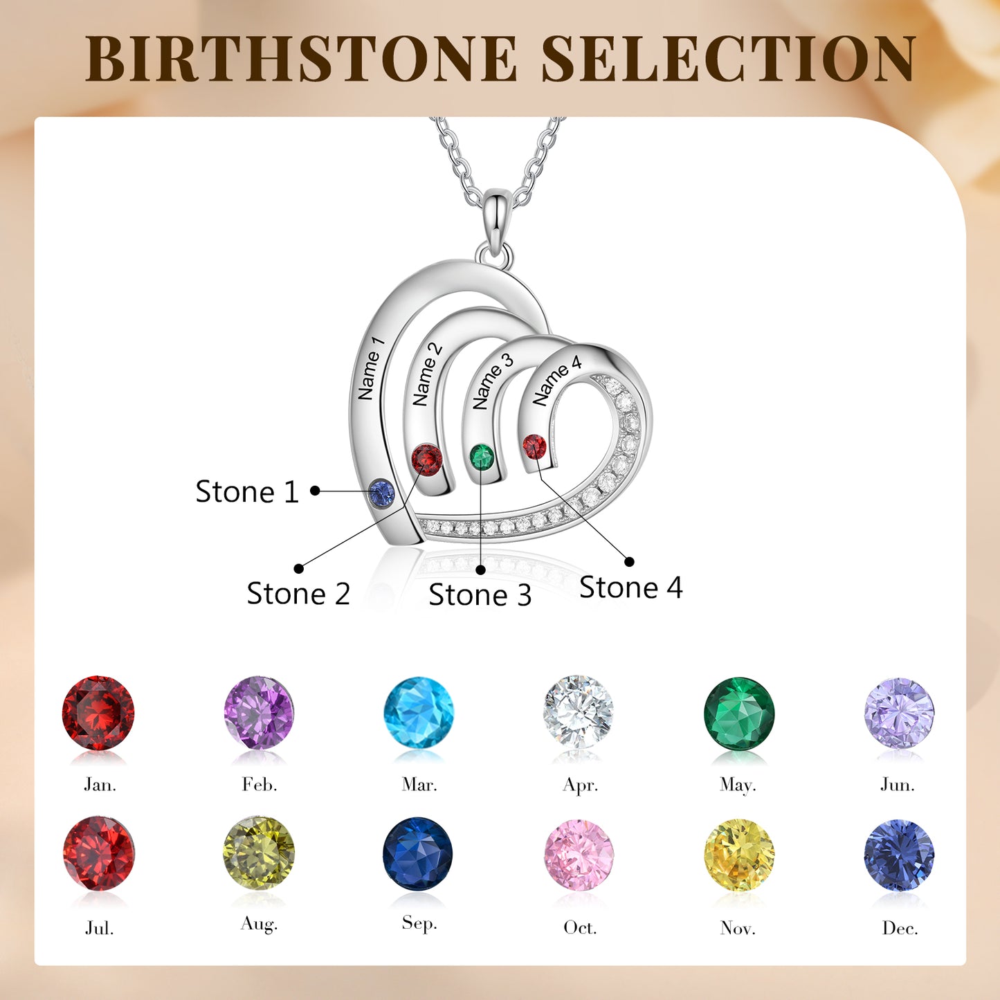 Custom Name Birthstone Necklace