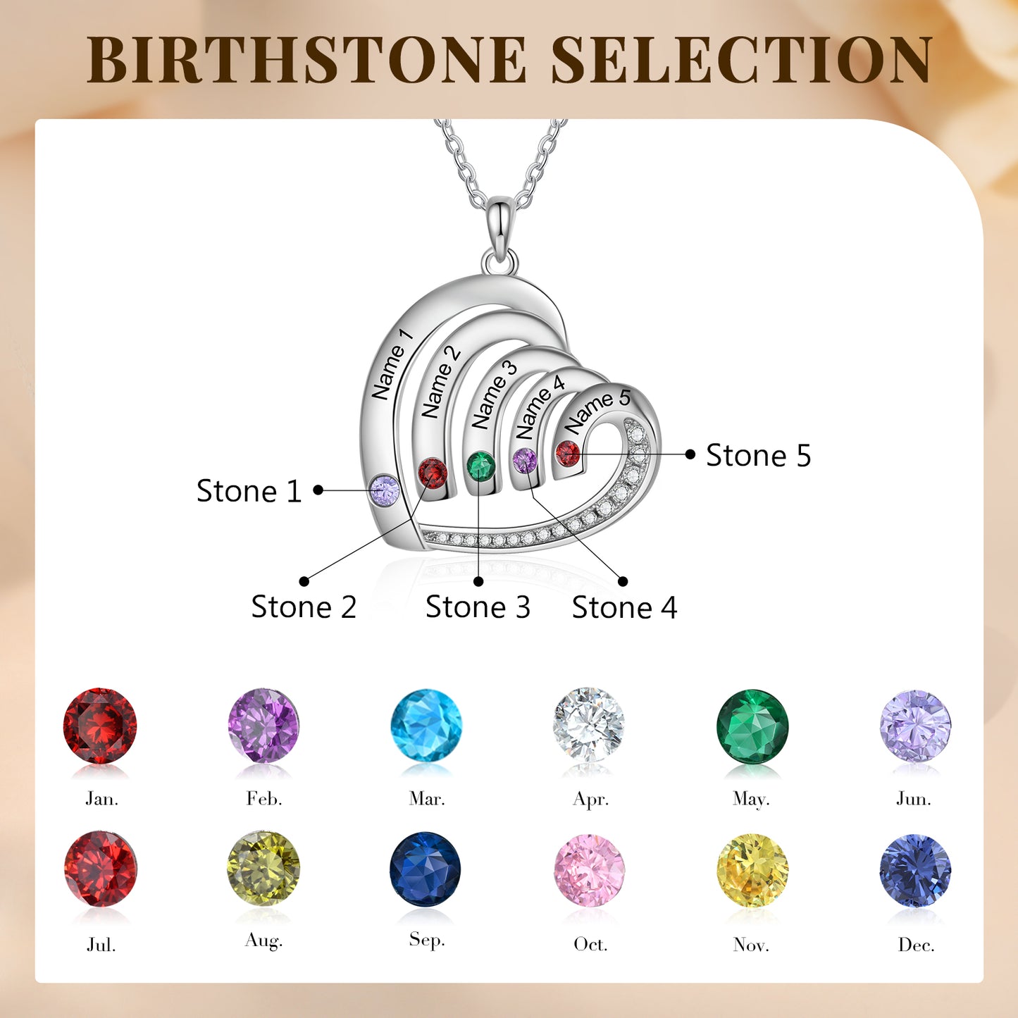 Custom Name Birthstone Necklace