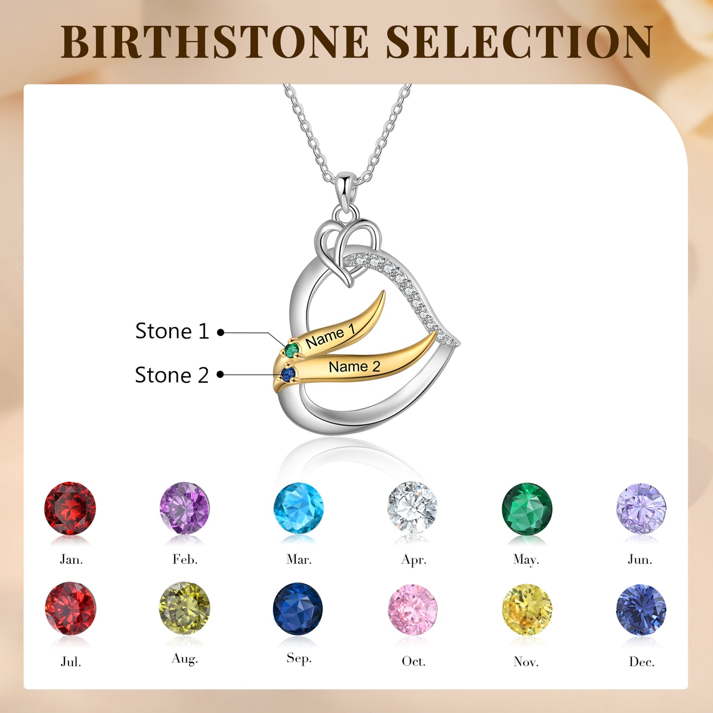 Custom Name Birthstone Necklace